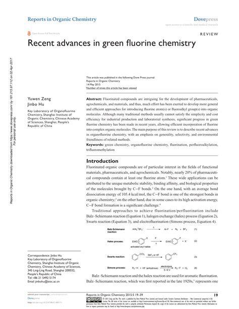 ADVANCES IN FLUORINE CHEMISTRY .
